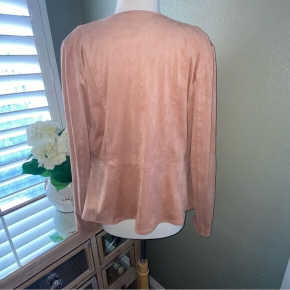 NWOT Anthropologie Hutch Draped Faux Suede Jacket Neutral Beige Large - Picture 11 of 16